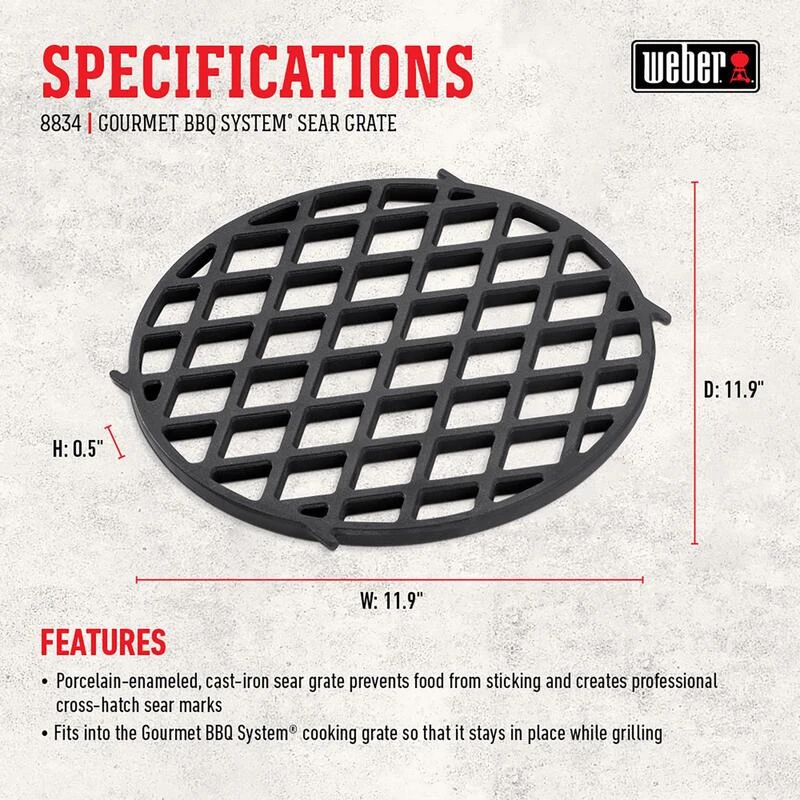 Promo ✔️ Weber Gourmet BBQ System Searing Grate 11.9 in. 0.5 in. W 🔥 3 Promo ✔️ Weber Gourmet BBQ System Searing Grate 11.9 in. 0.5 in. W 🔥 - Image 3