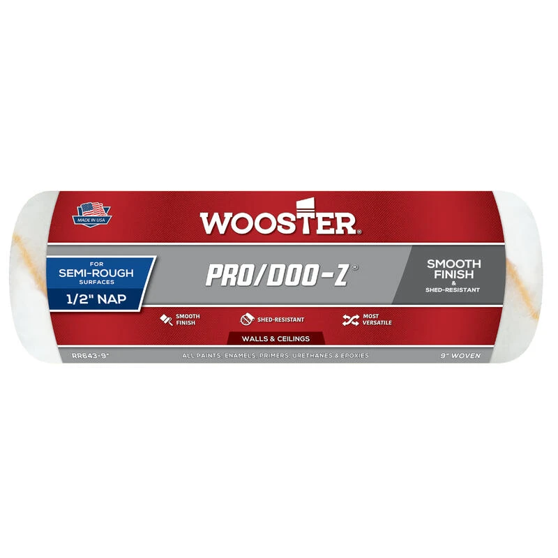 Best deal ✔️ Wooster Pro/Doo-Z Fabric 9 in. W X 1/2 in. Paint Roller Cover 1 pk 🔔 1 Best deal ✔️ Wooster Pro/Doo-Z Fabric 9 in. W X 1/2 in. Paint Roller Cover 1 pk 🔔