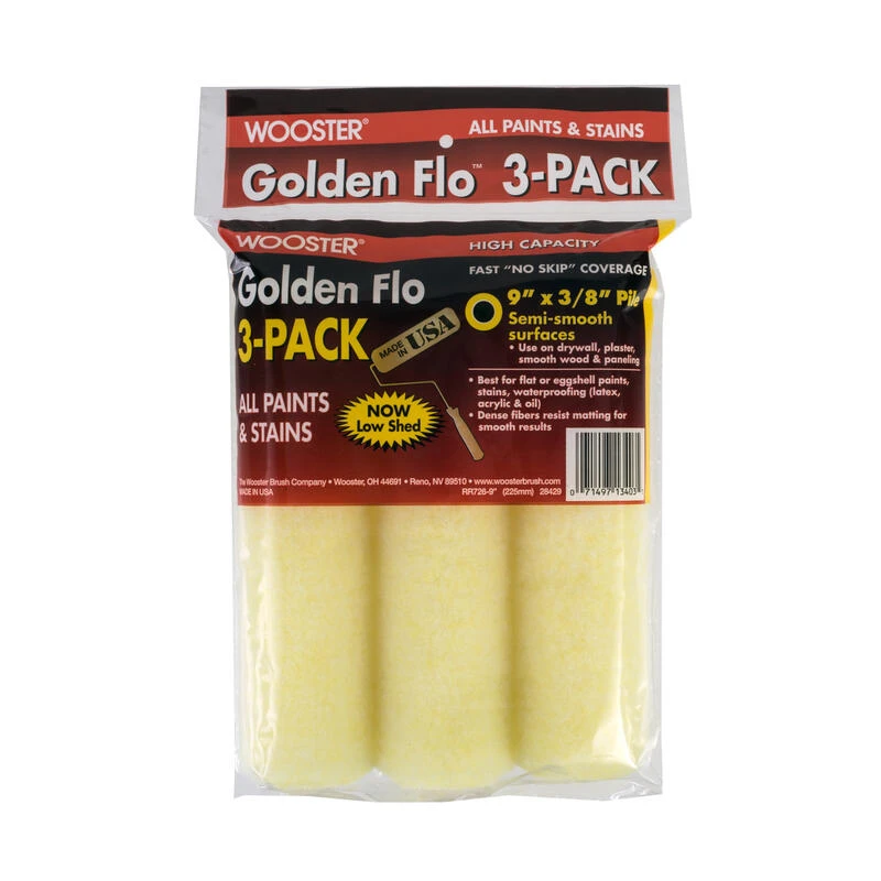 Best Pirce 💯 Wooster Golden Flo Knit 9 in. W X 3/8 in. Regular Paint Roller Cover Refill 3 pk ✨ 1 Best Pirce 💯 Wooster Golden Flo Knit 9 in. W X 3/8 in. Regular Paint Roller Cover Refill 3 pk ✨