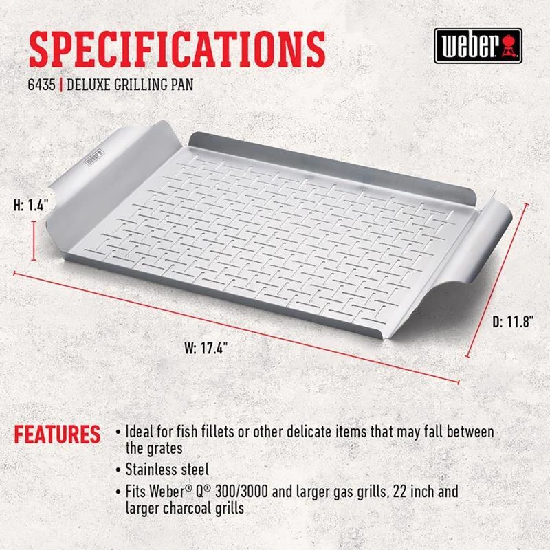 Wholesale ✔️ Weber Stainless Steel Grilling Pan 17.4 in. L X 11.8 in. W 1 pk 🛒 3 Wholesale ✔️ Weber Stainless Steel Grilling Pan 17.4 in. L X 11.8 in. W 1 pk 🛒 - Image 3