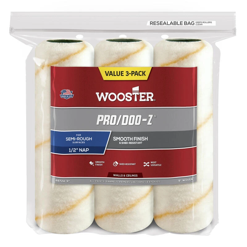Deals 🥰 Wooster Pro/Doo-Z Fabric 9 in. W X 1/2 in. Regular Paint Roller Cover 3 pk ❤️ 1 Deals 🥰 Wooster Pro/Doo-Z Fabric 9 in. W X 1/2 in. Regular Paint Roller Cover 3 pk ❤️
