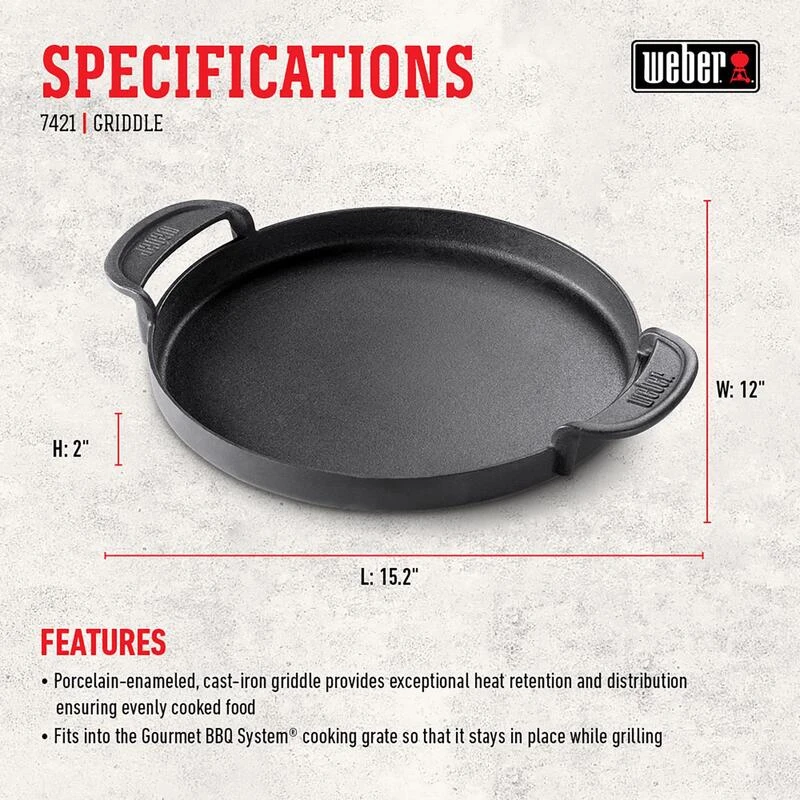 Brand new π Weber Gourmet BBQ System Cast Iron/Porcelain Grill Top Griddle 15.2 in. L X 12 in. W 1 pk β€οΈ 3 Brand new π Weber Gourmet BBQ System Cast Iron/Porcelain Grill Top Griddle 15.2 in. L X 12 in. W 1 pk β€οΈ - Image 3