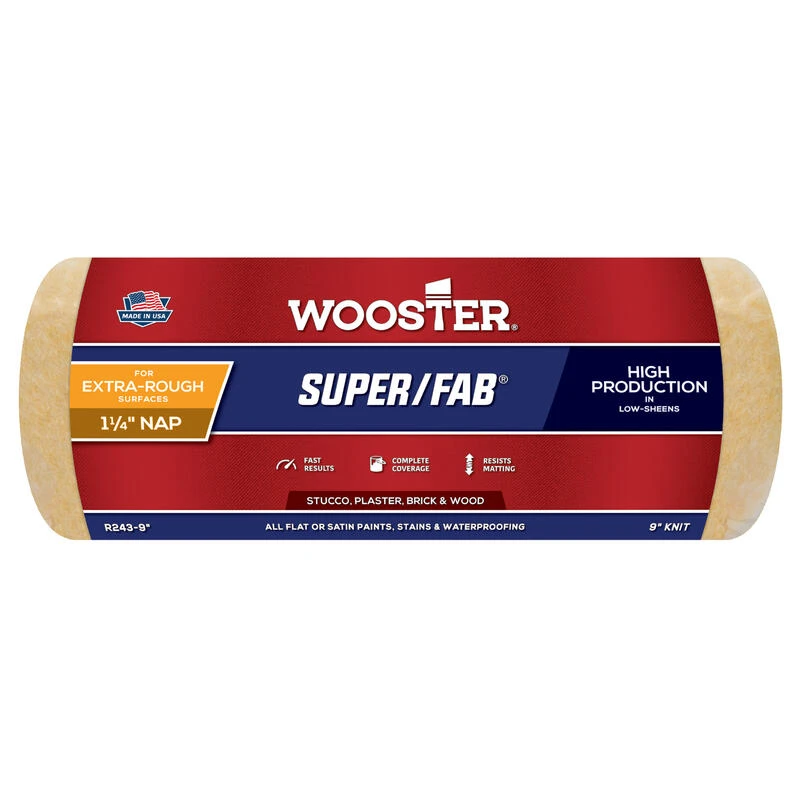 Promo ⭐ Wooster Super/Fab Knit 9 in. W X 1-1/4 in. Regular Paint Roller Cover 1 pk 🎁 1 Promo ⭐ Wooster Super/Fab Knit 9 in. W X 1-1/4 in. Regular Paint Roller Cover 1 pk 🎁