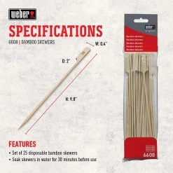 Outlet ✨ Weber Bamboo Skewer 9.8 in. L X 0.4 in. W 25 pc 🎉 5 Outlet ✨ Weber Bamboo Skewer 9.8 in. L X 0.4 in. W 25 pc 🎉 -Outlet Weber Store 9abbd609 46a4 496c b4aa 1b7fa0c48b59