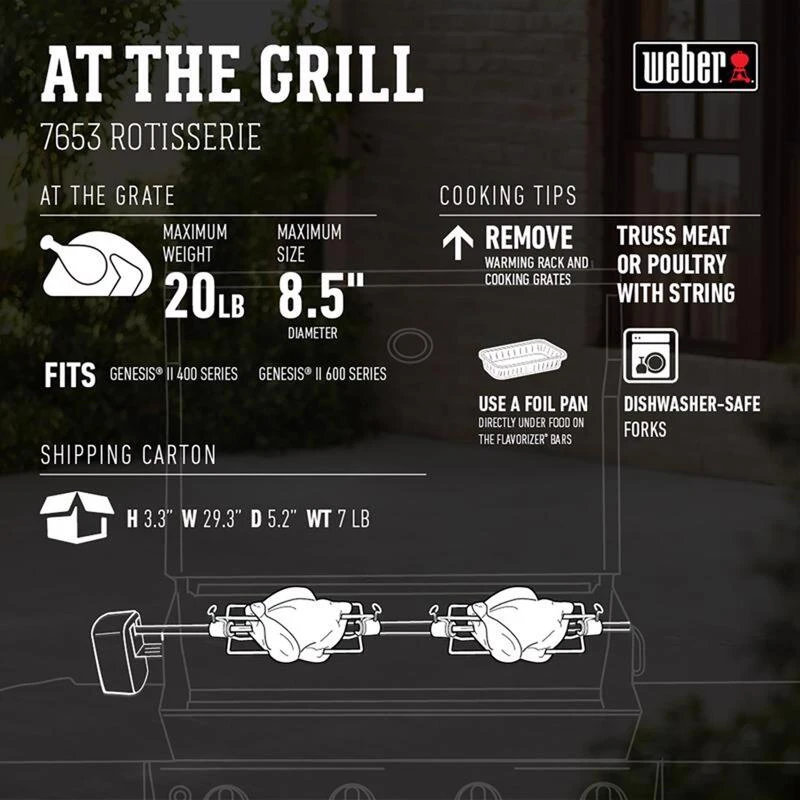 Coupon ✔️ Weber Genesis 400/600 Series Stainless Steel Grill Rotisserie 55.7 in. L X 4.4 in. W 1 pk 🎁 3 Coupon ✔️ Weber Genesis 400/600 Series Stainless Steel Grill Rotisserie 55.7 in. L X 4.4 in. W 1 pk 🎁 - Image 3