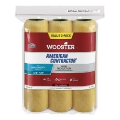 New 🌟 Wooster American Contractor Knit 9 in. W X 3/8 in. Regular Paint Roller Cover 3 pk 🤩
