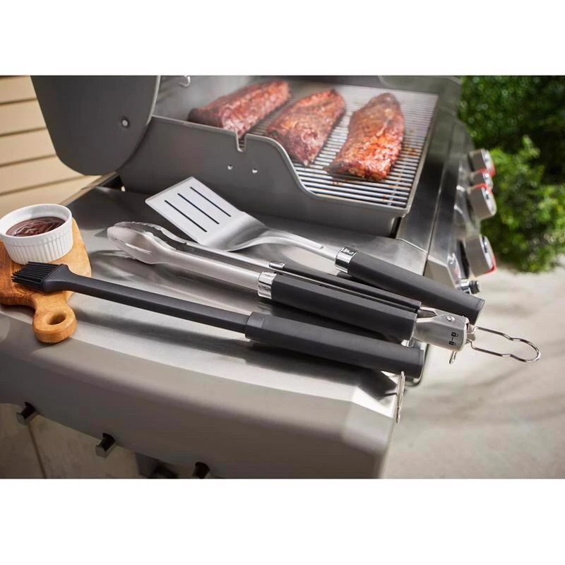 Brand new 💯 Weber Precision Stainless Steel Black/Silver Grill Tool Set 3 pc ⭐ 3 Brand new 💯 Weber Precision Stainless Steel Black/Silver Grill Tool Set 3 pc ⭐ - Image 3